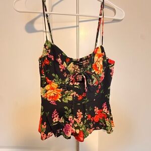 Olivaceous Red and Orange Tie Front Crop Camisole
